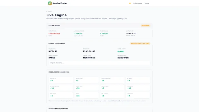 KamlanTrader live engine